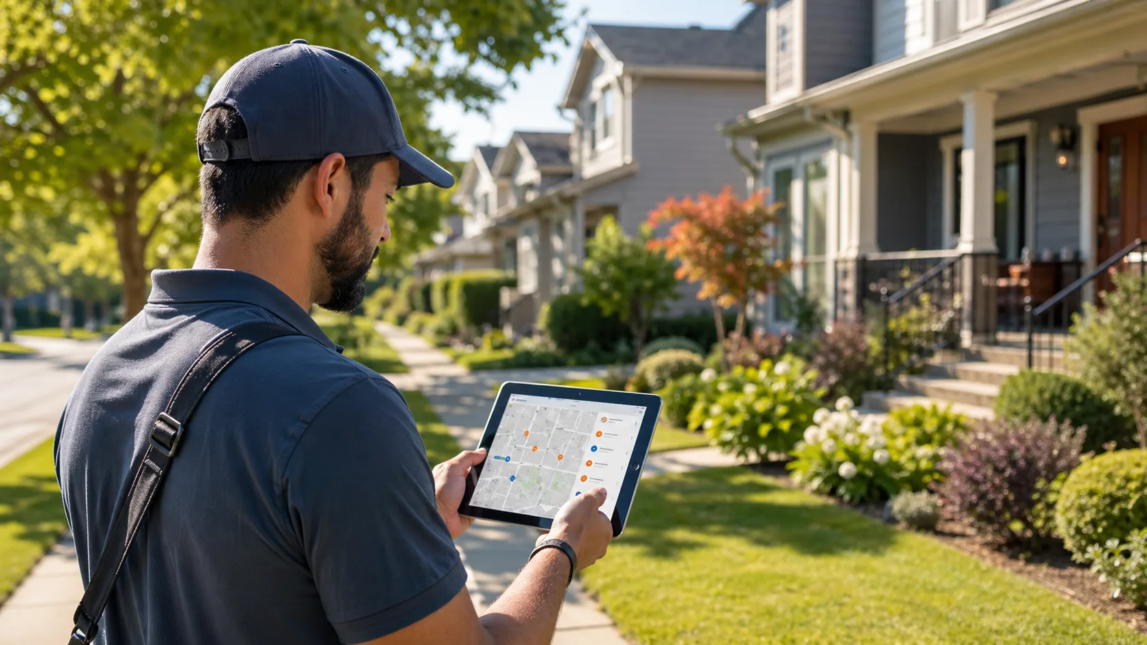 AI-assisted canvassing route dashboard with door outcomes and lead handoff cards